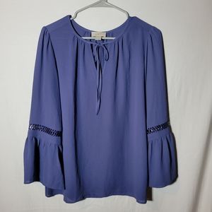 3/$15 Blue Flare Sleeve Womens Blouse